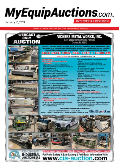 My Equip Auctions - January 15, 2024