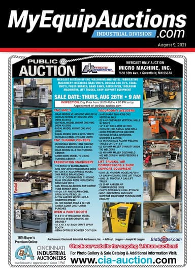 My Equipment Auctions - August 9, 2021