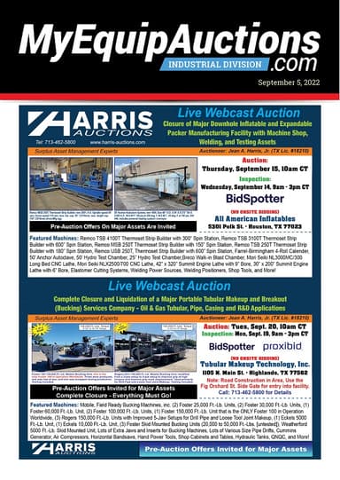 My Equip Auctions - September 5, 2022