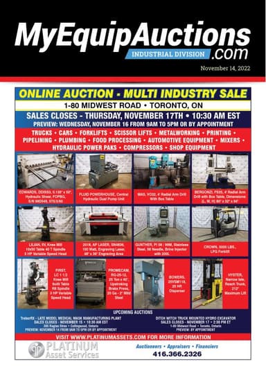 My Equip Auctions - November 14, 2022