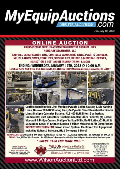 My Equip Auctions - January 10, 2022